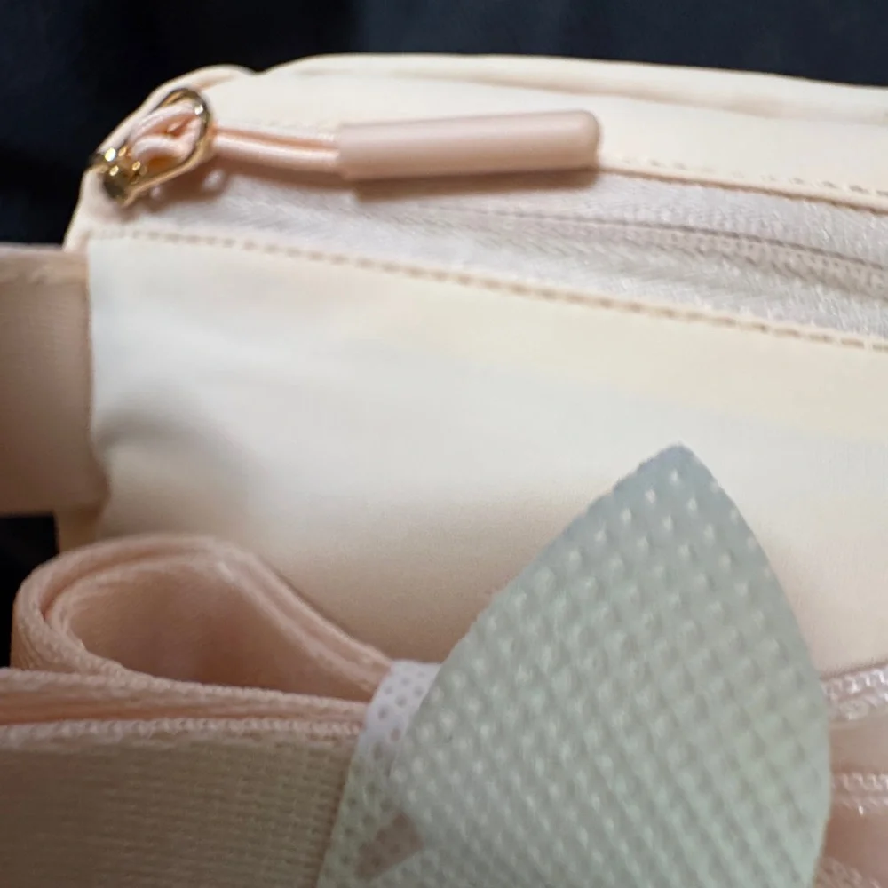 NEW PINK Peach Waist Fanny Shoulder Pack Bag MONOGRAM “M” with Purple Glitter